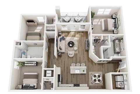 Floor plan for 3 beds, 2 baths, 1440 sqft